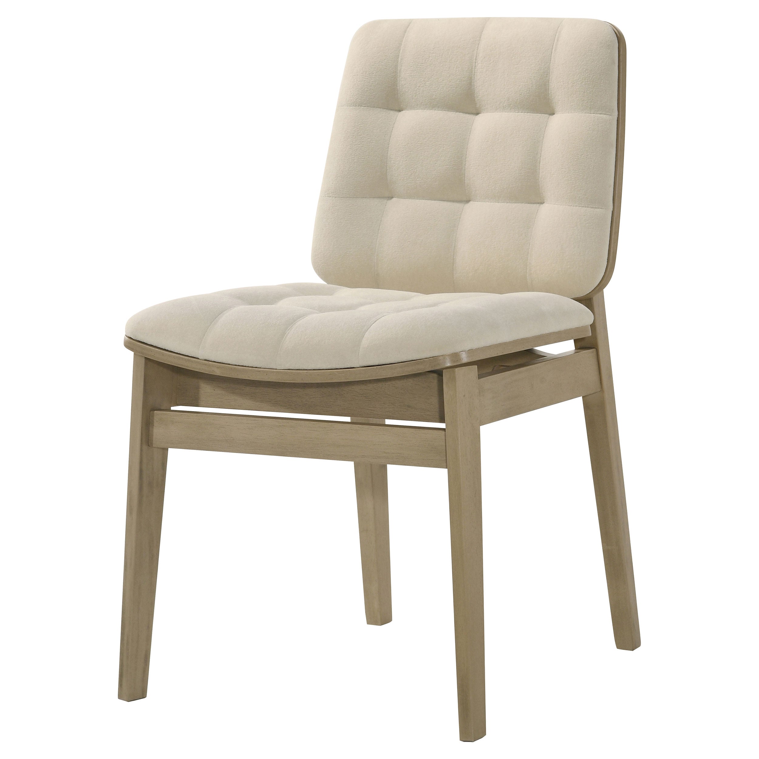 Redbridge Velvet Upholstered Side Chair Cream and Natural Oak (Set of 2) — view 5