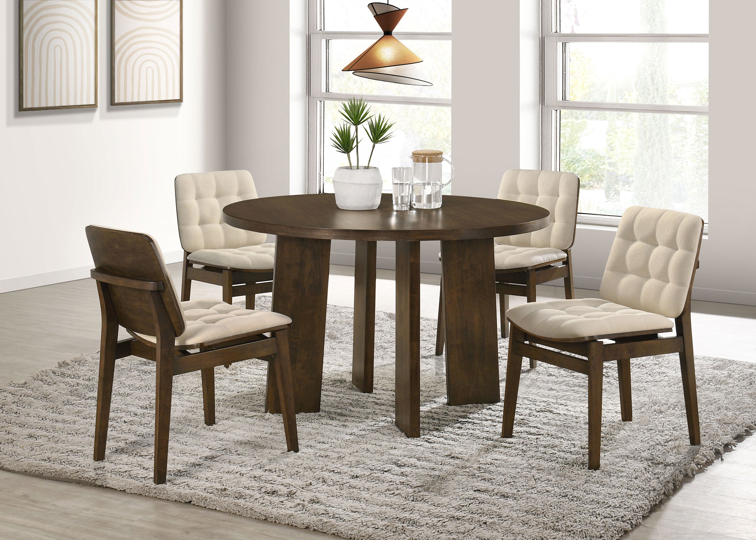 Redbridge Velvet Upholstered Side Chair Cream and Walnut (Set of 2) — view 13
