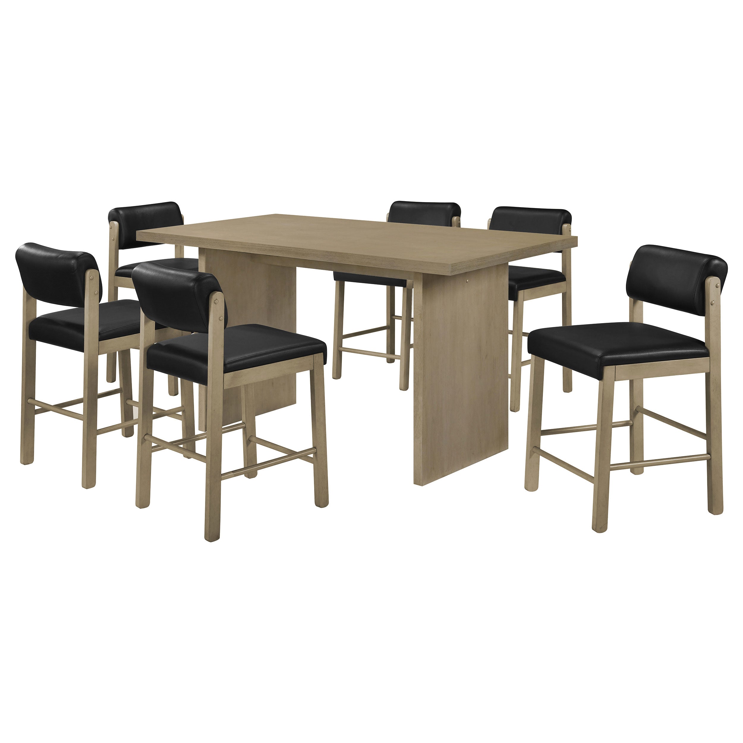Decker 7-piece 70-inch Rectangular Counter Height Dining Set Black and Natural Oak — view 1