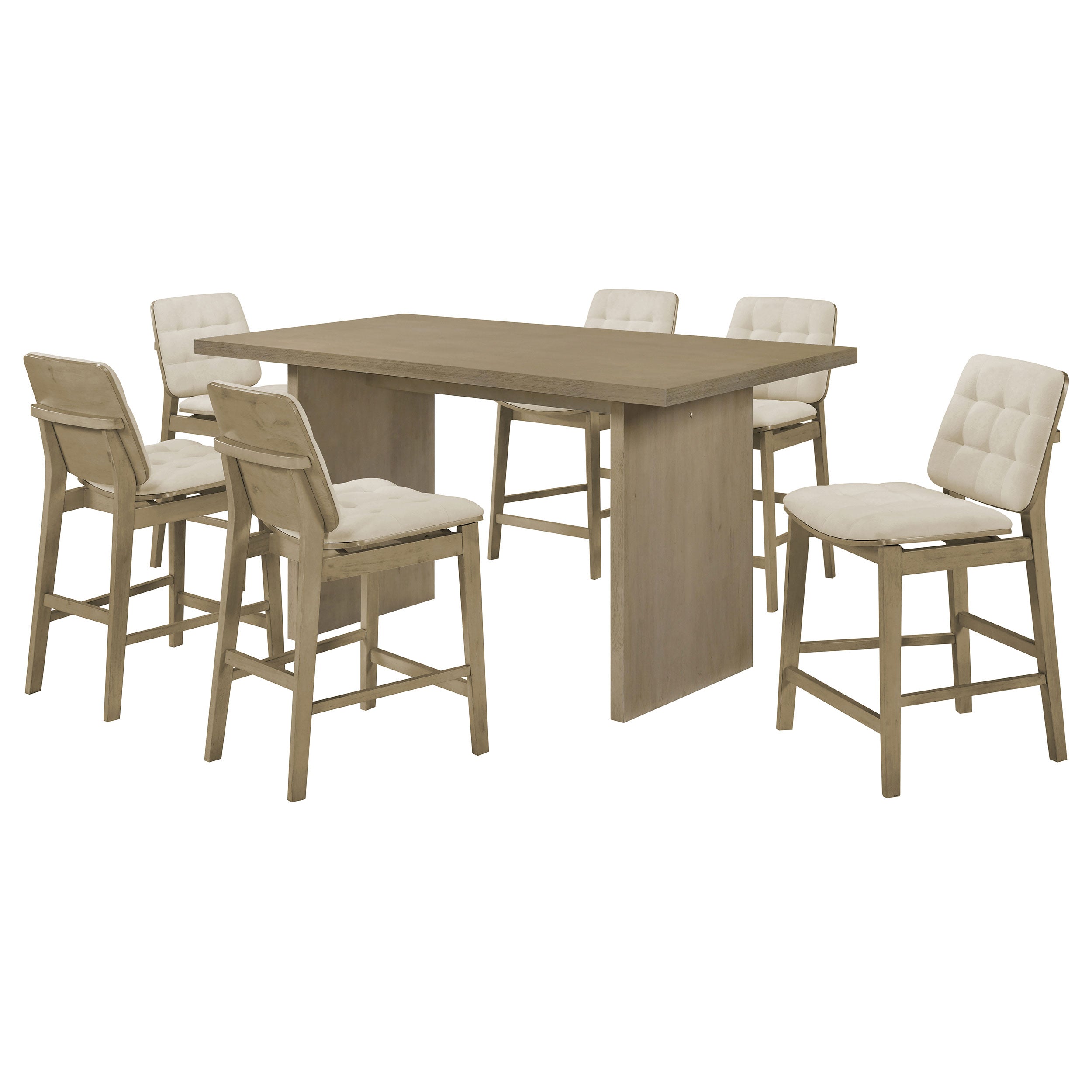 Decker 7-piece 70-inch Rectangular Counter Height Dining Set Cream and Natural Oak — view 1