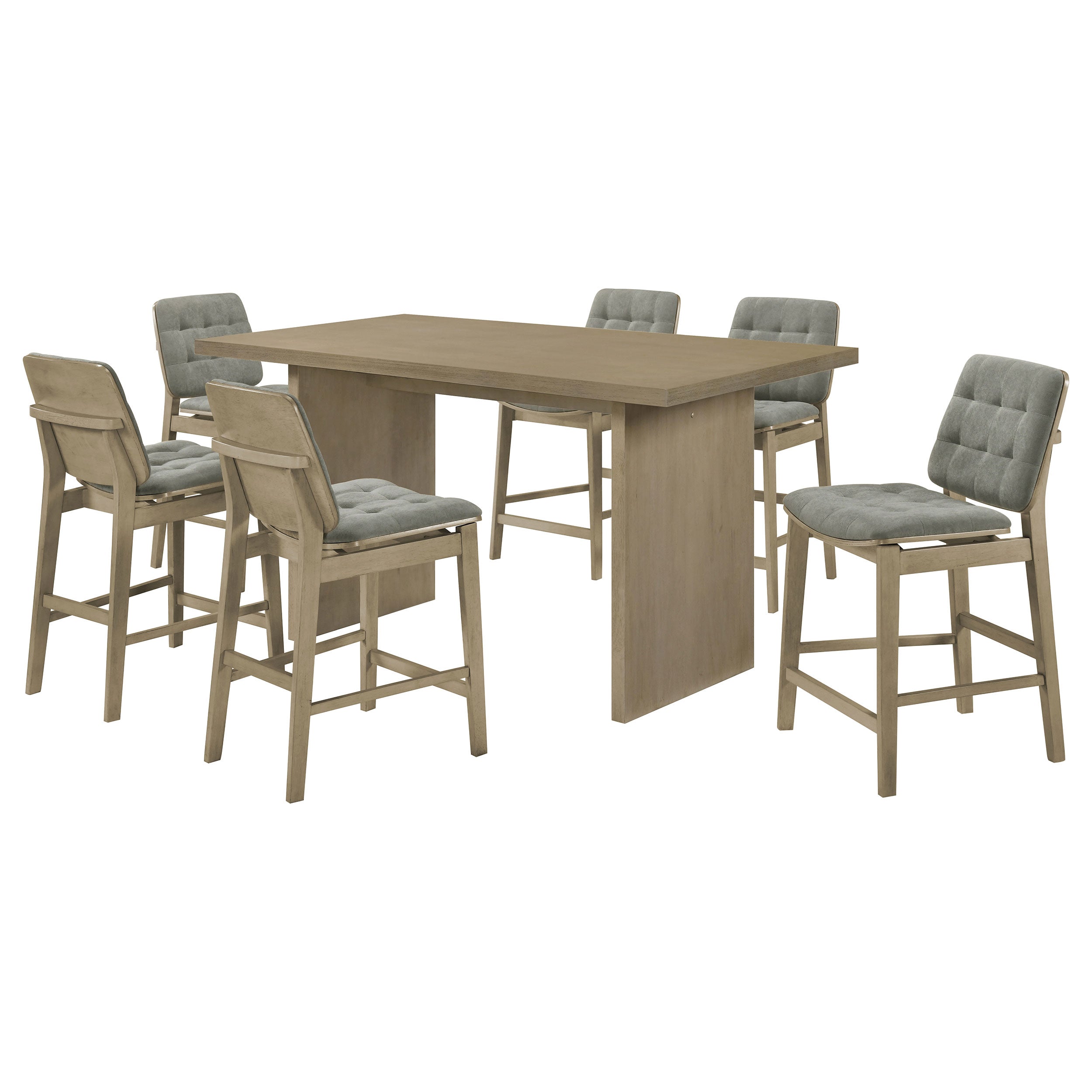 Decker 7-piece 70-inch Rectangular Counter Height Dining Set Grey and Natural Oak — view 1