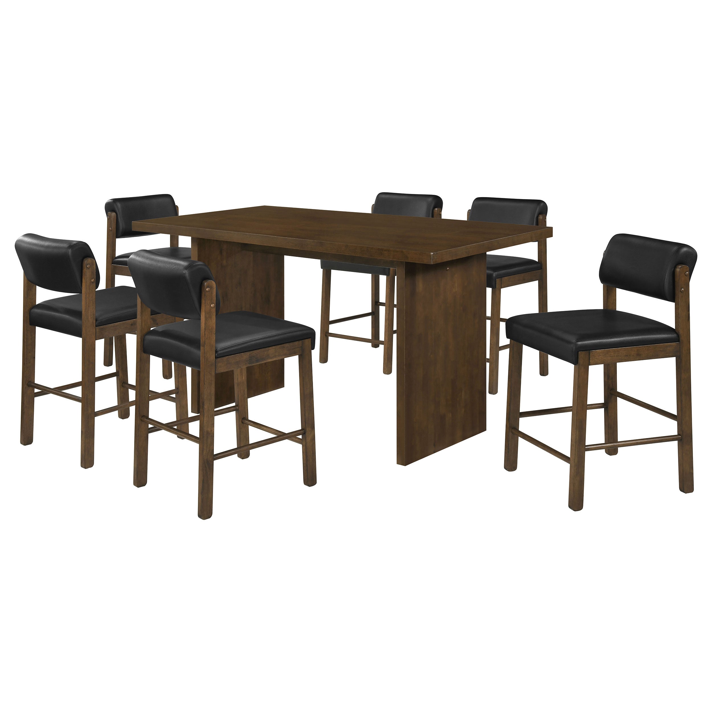 Decker 7-piece 70-inch Rectangular Counter Height Dining Set Black and Walnut — view 1