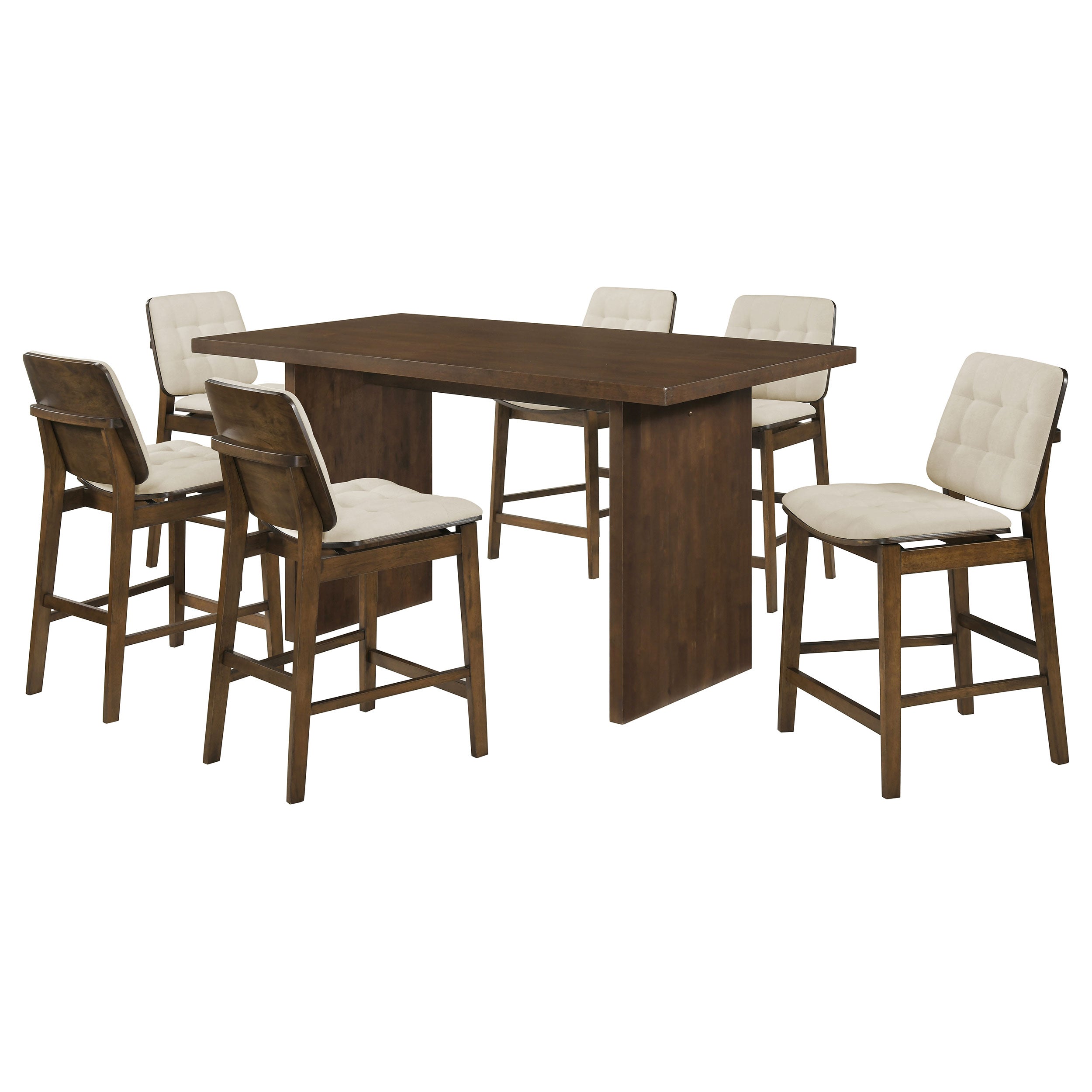 Decker 7-piece 70-inch Rectangular Counter Height Dining Set Cream and Walnut — view 1