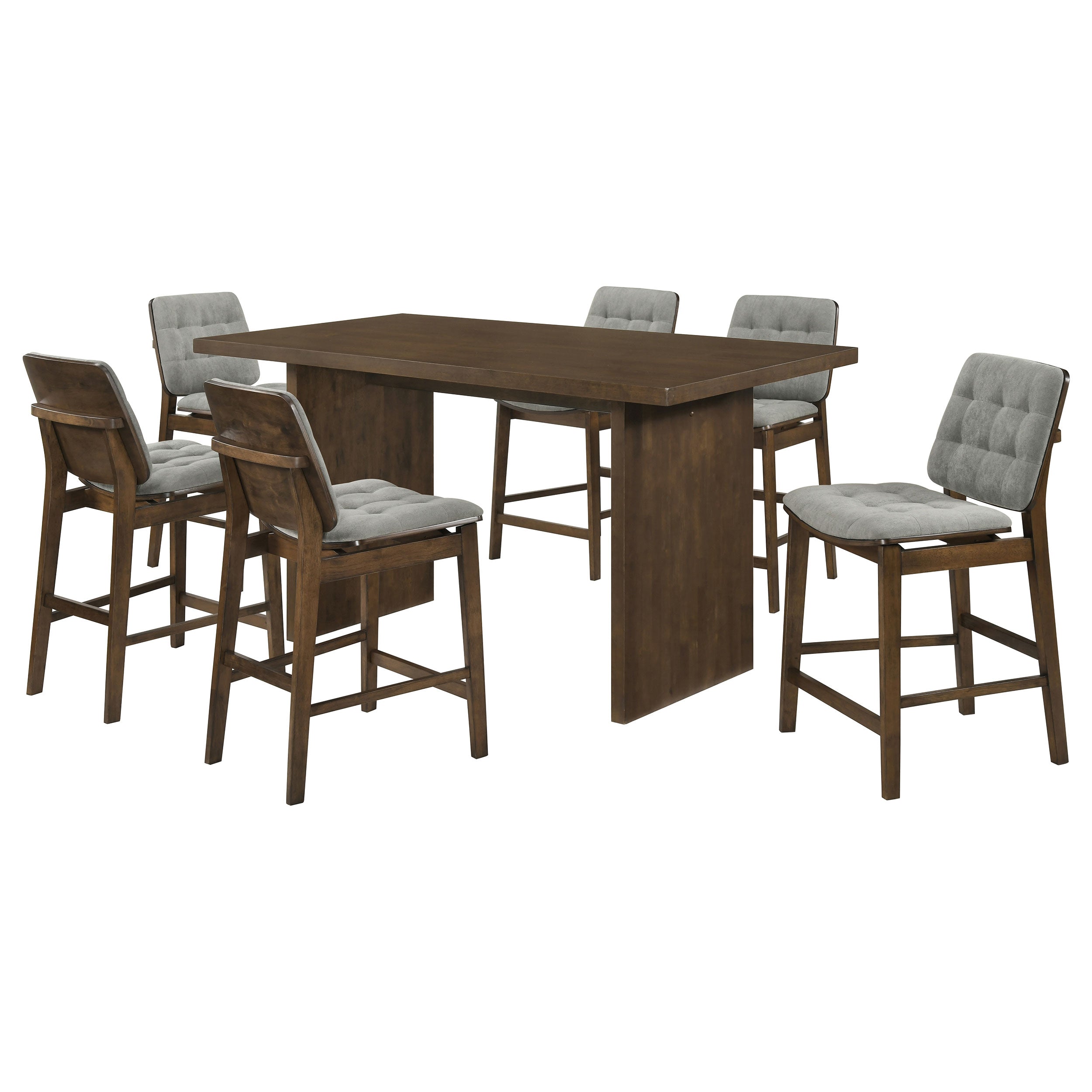 Decker 7-piece 70-inch Rectangular Counter Height Dining Set Grey and Walnut — view 1