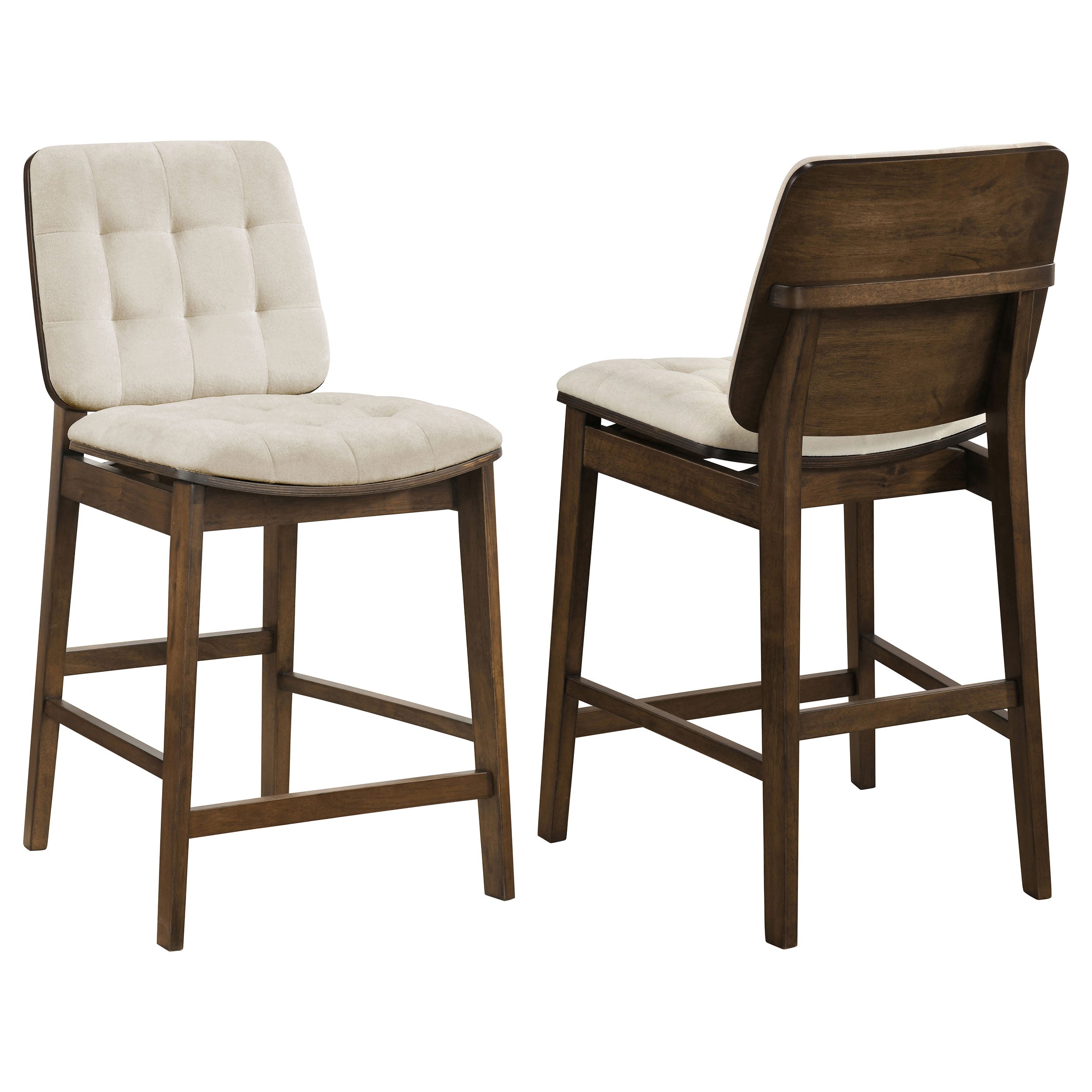 Redbridge Velvet Upholstered Counter Chair Cream and Walnut (Set of 2) — view 1