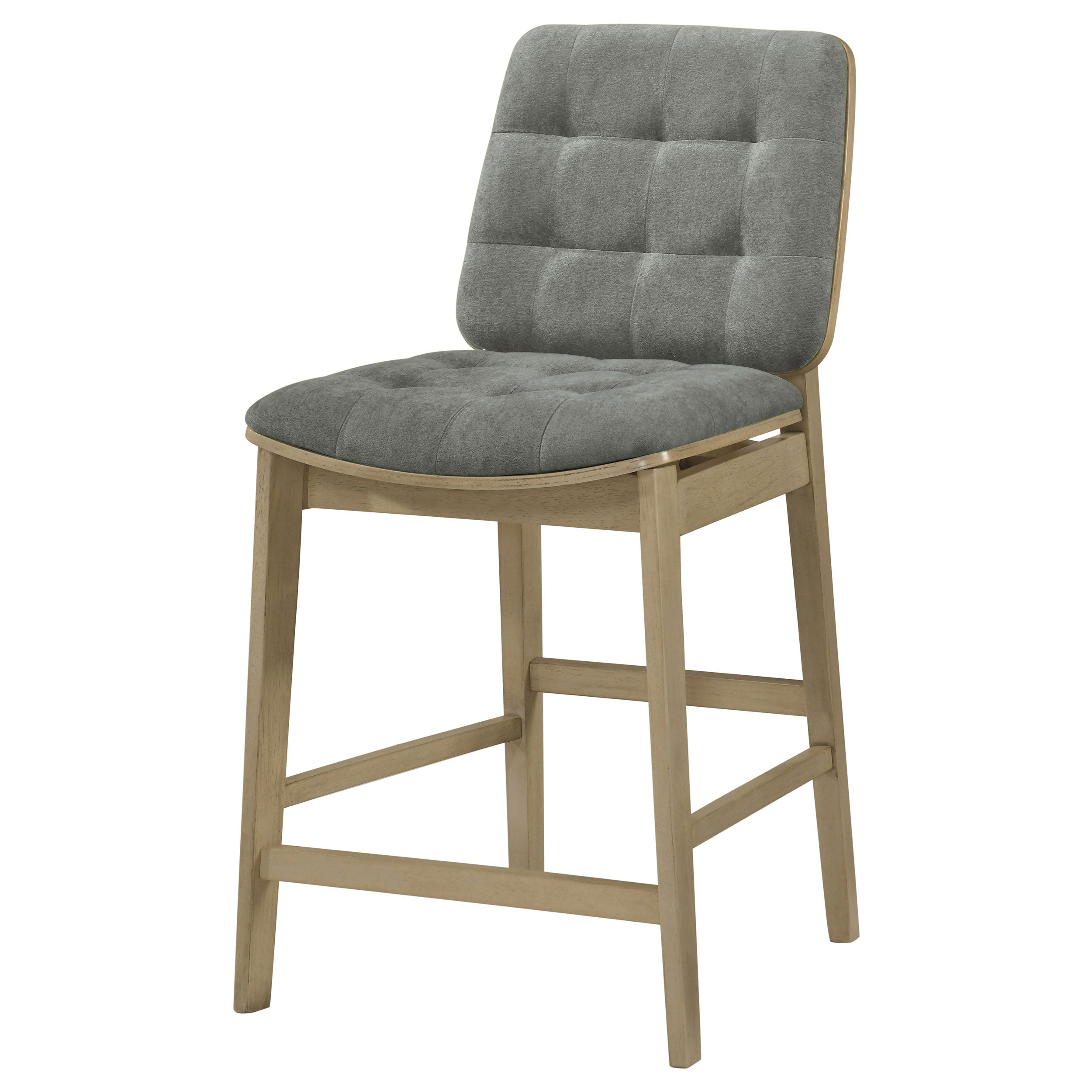 Redbridge Velvet Upholstered Counter Chair Grey and Natural Oak (Set of 2) — view 4