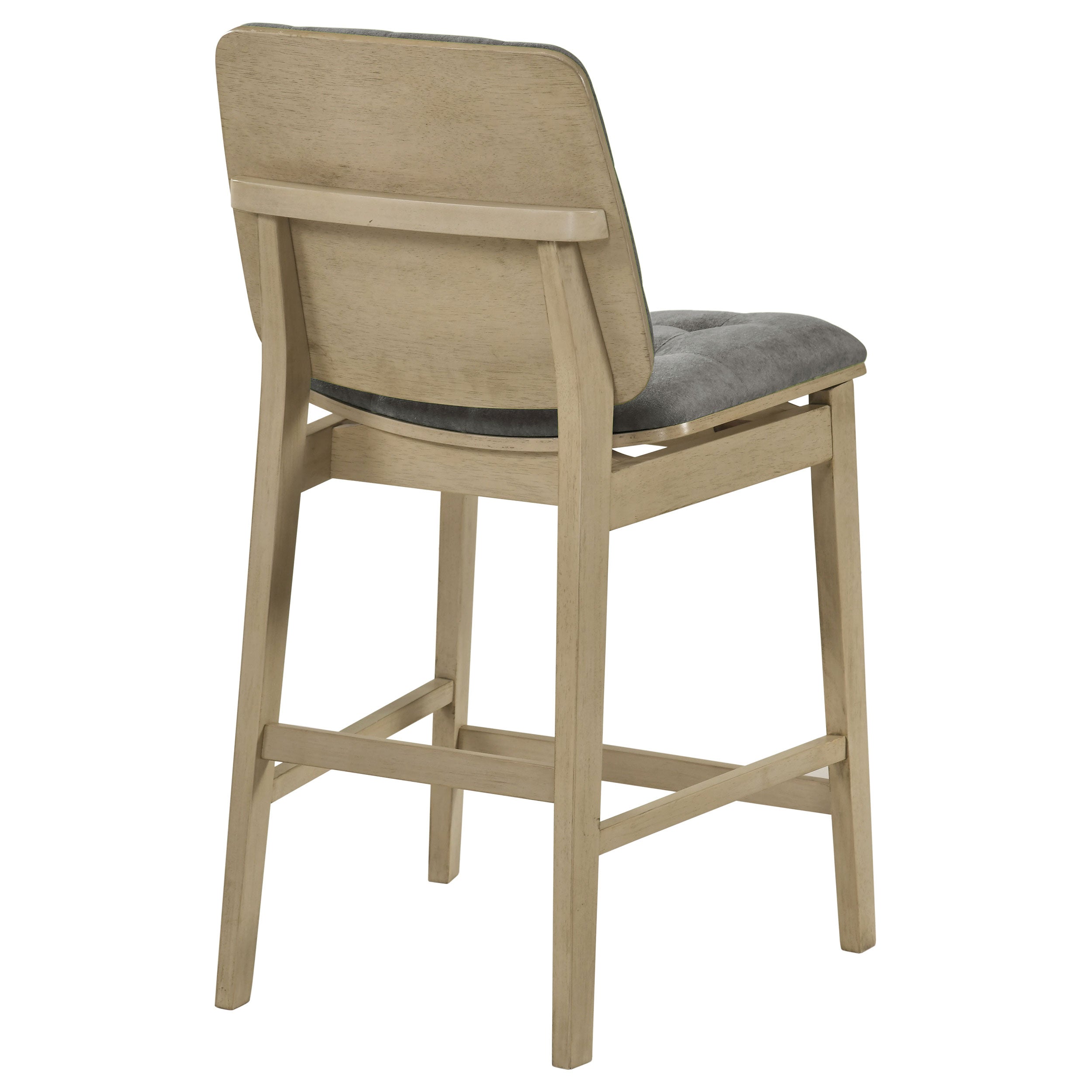 Redbridge Velvet Upholstered Counter Chair Grey and Natural Oak (Set of 2) — view 7
