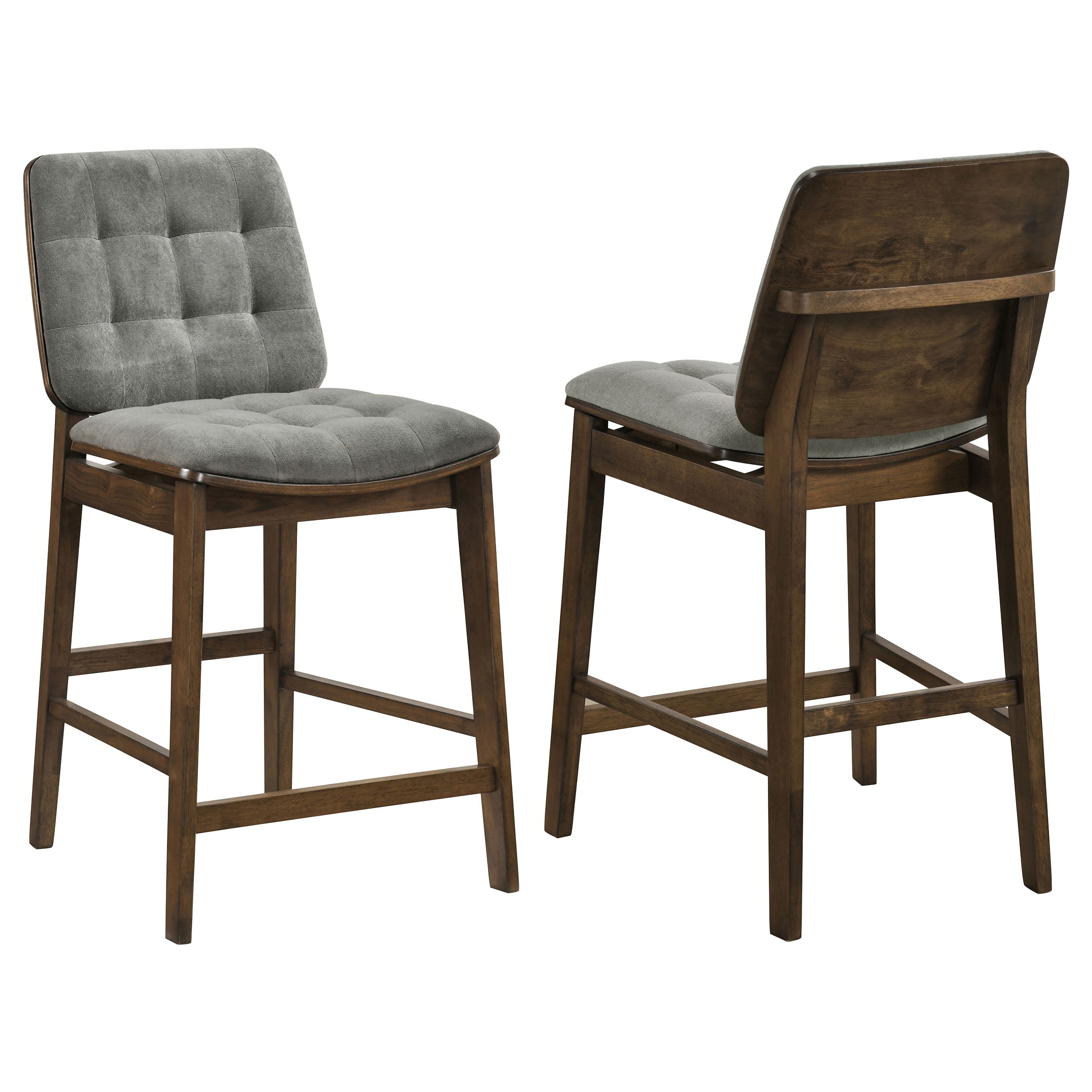 Redbridge Velvet Upholstered Counter Chair Grey and Walnut (Set of 2) — view 1