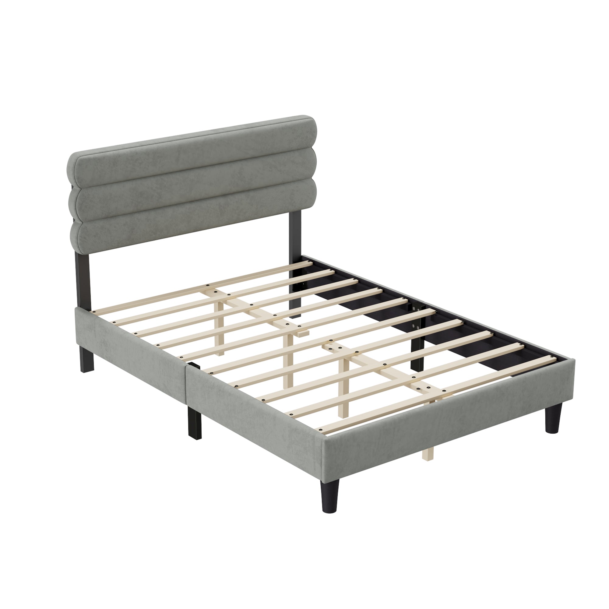 Full Bed Frame with Headboard,Sturdy Platform Bed with Wooden Slats Support,No Box Spring,Mattress Foundation,Easy Assembly