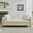 Upholstered Chaise Lounge Indoor With Nailheads, Sleeper Sofa Couch With 4 Throw Pillows & 2 Bolsters, Daybed With Rubberwood Legs