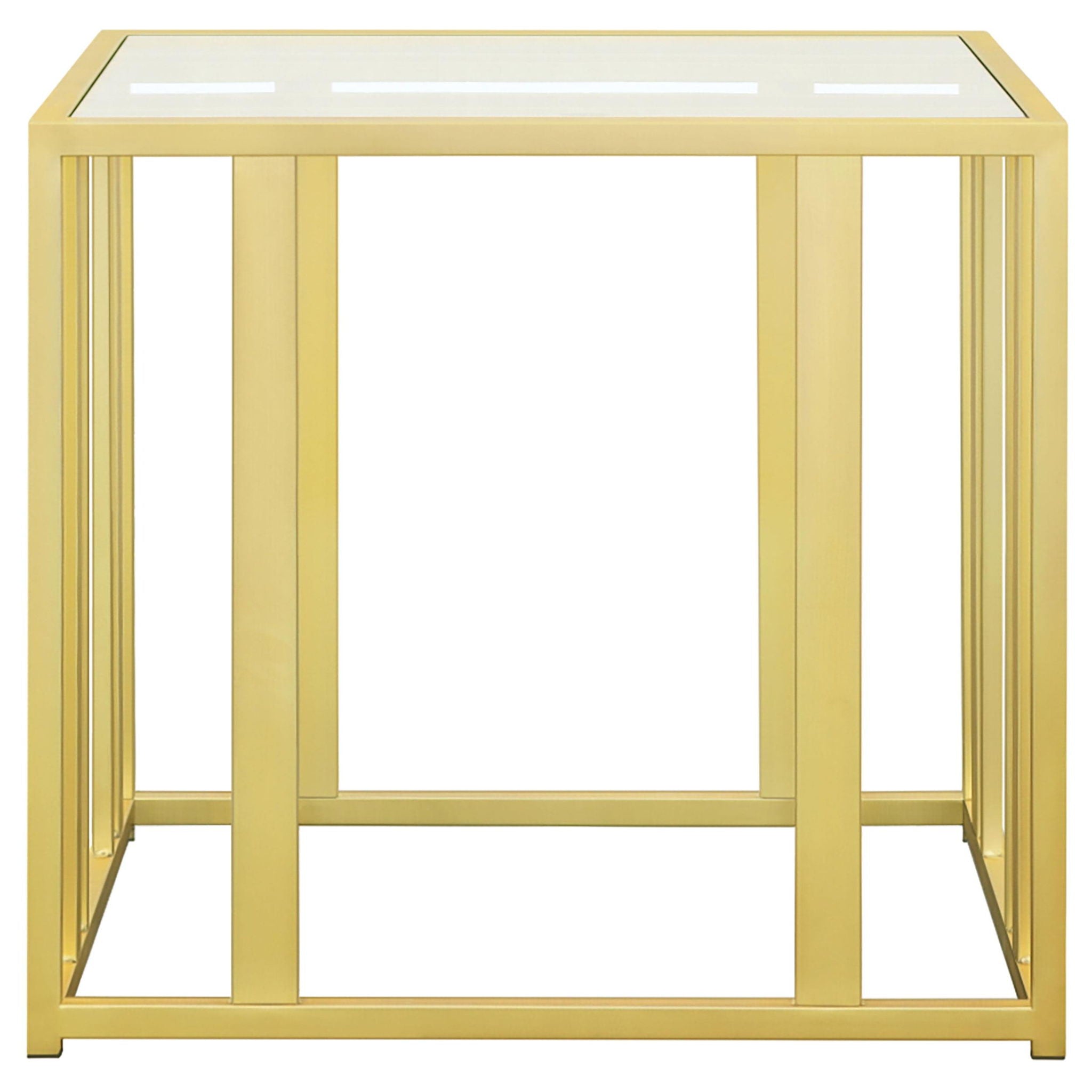 Adri Rectangular Glass Top Side End Table Matte Brass