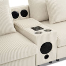 Sectional With Bluetooth Speakers L Shaped Couch With Console USB Charger, Cup Holders Storage Ottoman Deep And Wide Seat Cloud Sofa