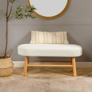 Fuji - Upholstered Bedroom Accent Bench With Natural Legs - Ivory White