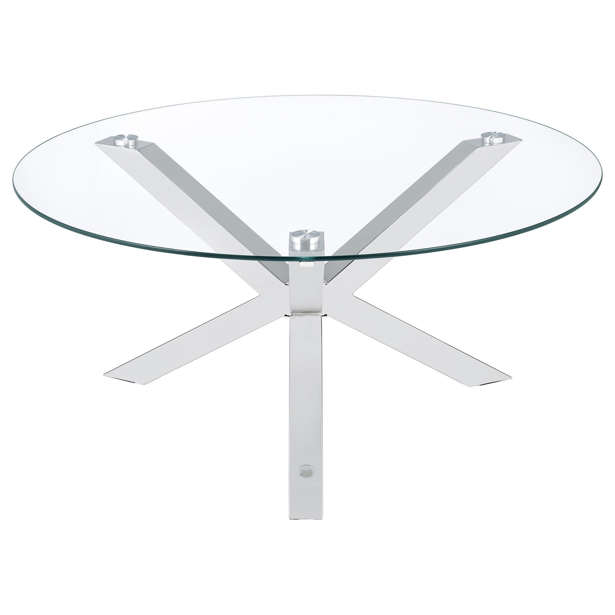 Kenzie Round Tempered Glass Top Cocktail Coffee Table Chrome - Atlantic Fine Furniture Melbourne FL
