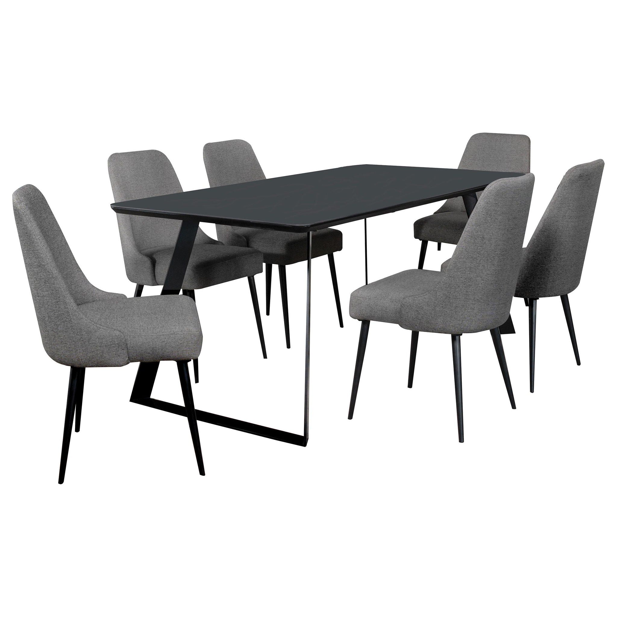 Smith 7-piece Rectangular Ceramic Top Dining Table Set Black