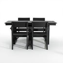 5 Piece Outdoor Dining Set For 4, Patio Table With Umbrella Hole And 4 Armrest Chairs For Backyard - Black