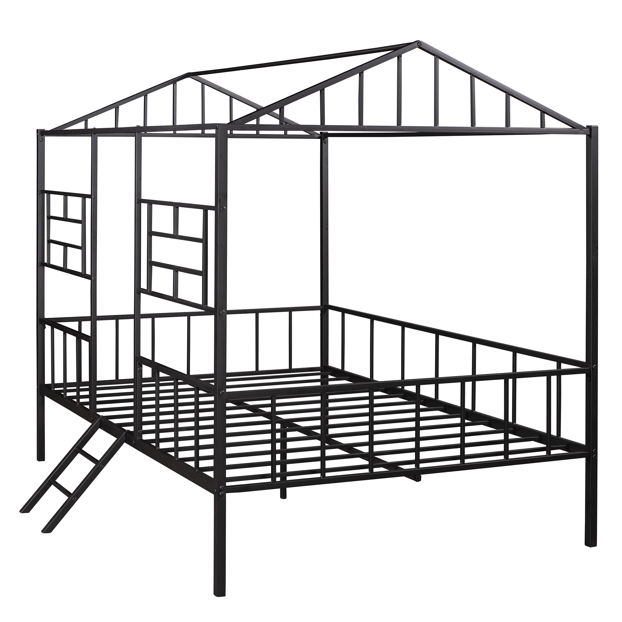 Metal House Bed Frame Full Size with Slatted Support No Box Spring Needed Black - Atlantic Fine Furniture Melbourne FL