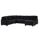 Upholstered U-Shaped Sectional Sofa With Movable Ottoman And Side Storage Pockets