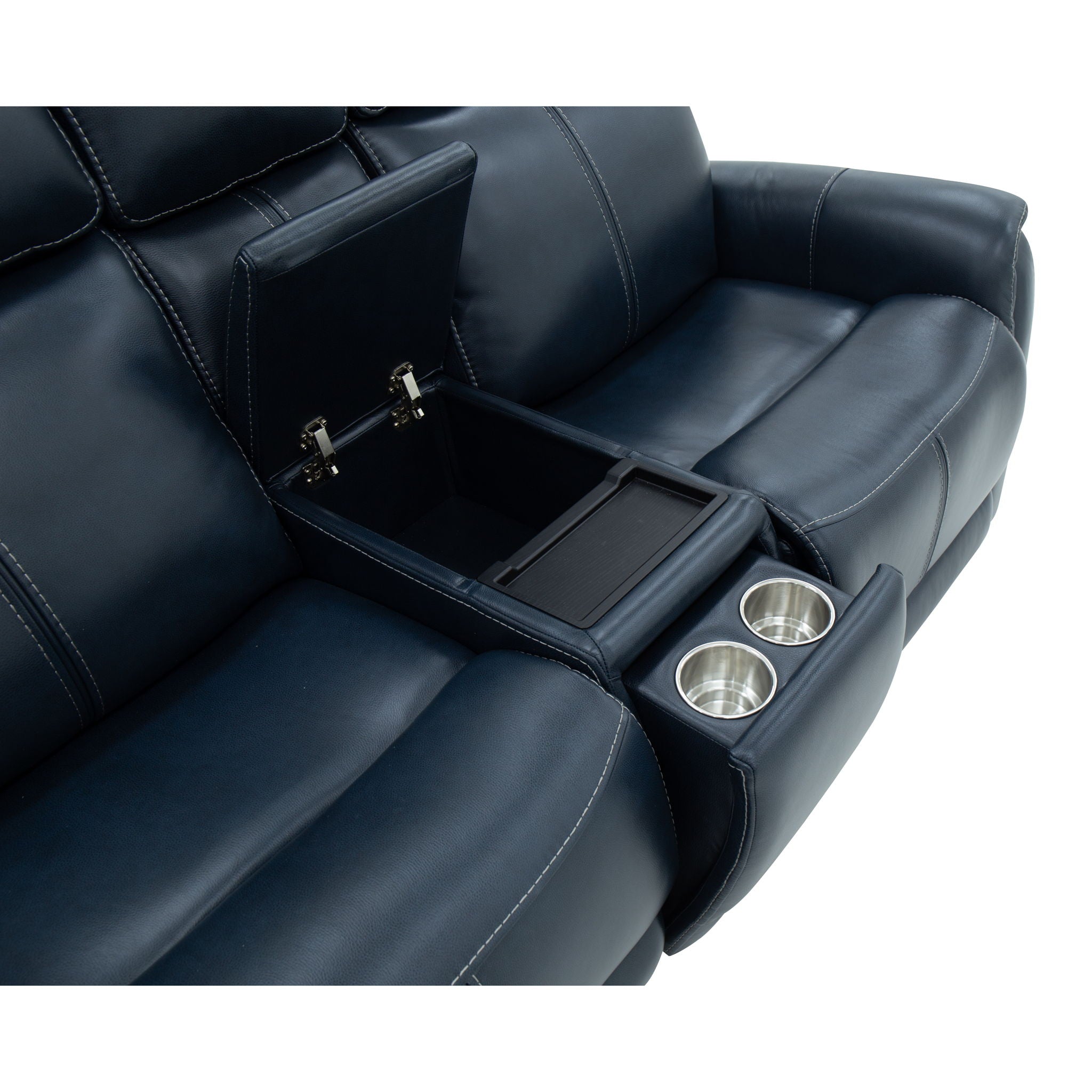 View - Power Reclining Loveseat With Console, Power Headrest & Lumbar