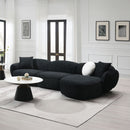 Lucifer - Sectional Sofa With 3 Pillows - Black Shimmer Chenille