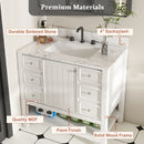 37" Bathroom Vanity With Artificial Marble Carrara Top, Multi Functional Cabinet With Doors And Drawer - White