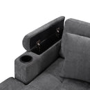 U Shaped Sectional Sofa, Corner Living Room Couch With Built In Cup Holders, Storage, USB Ports