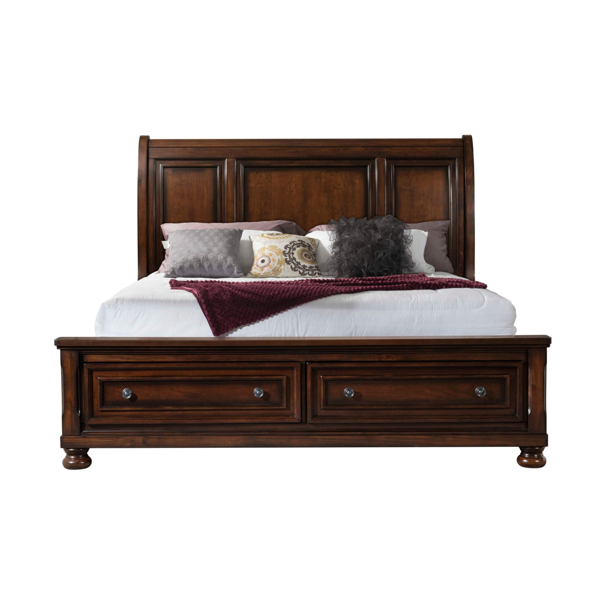 Kingston Bed With Storage Footboard And Non-Storage Rails in Dark Brown by Elements International, view 4
