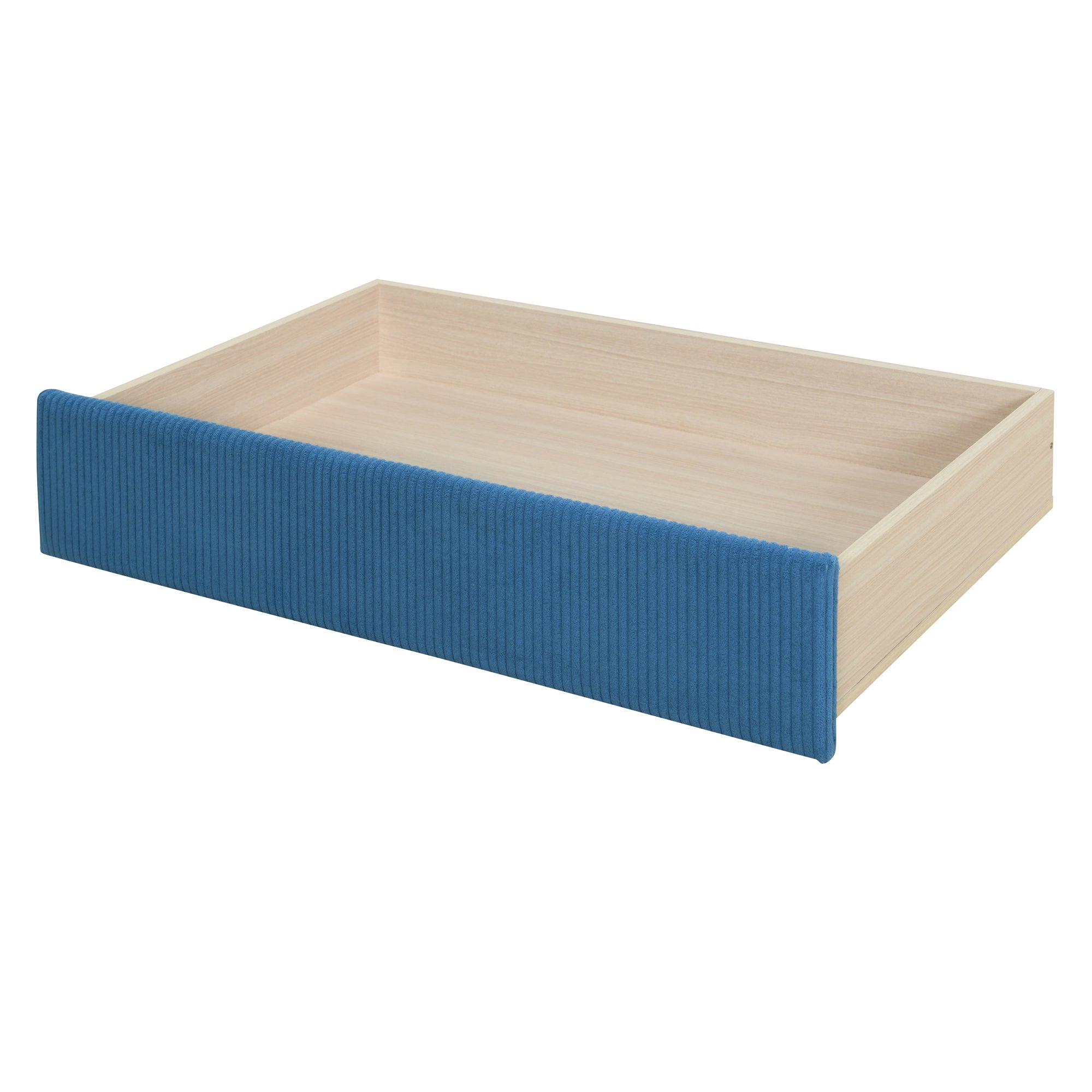 Twin Size Corduroy Daybed with Two Drawers and Wood Slat, Blue - Atlantic Fine Furniture Melbourne FL