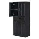 Modern Bathroom Storage Cabinet With Two Laundry Baskets, One Drawer, Adjustable Shelf