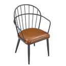 5 Piece Industrial Style Indoor Upholstered Dining Set With Metal Legs - Brown