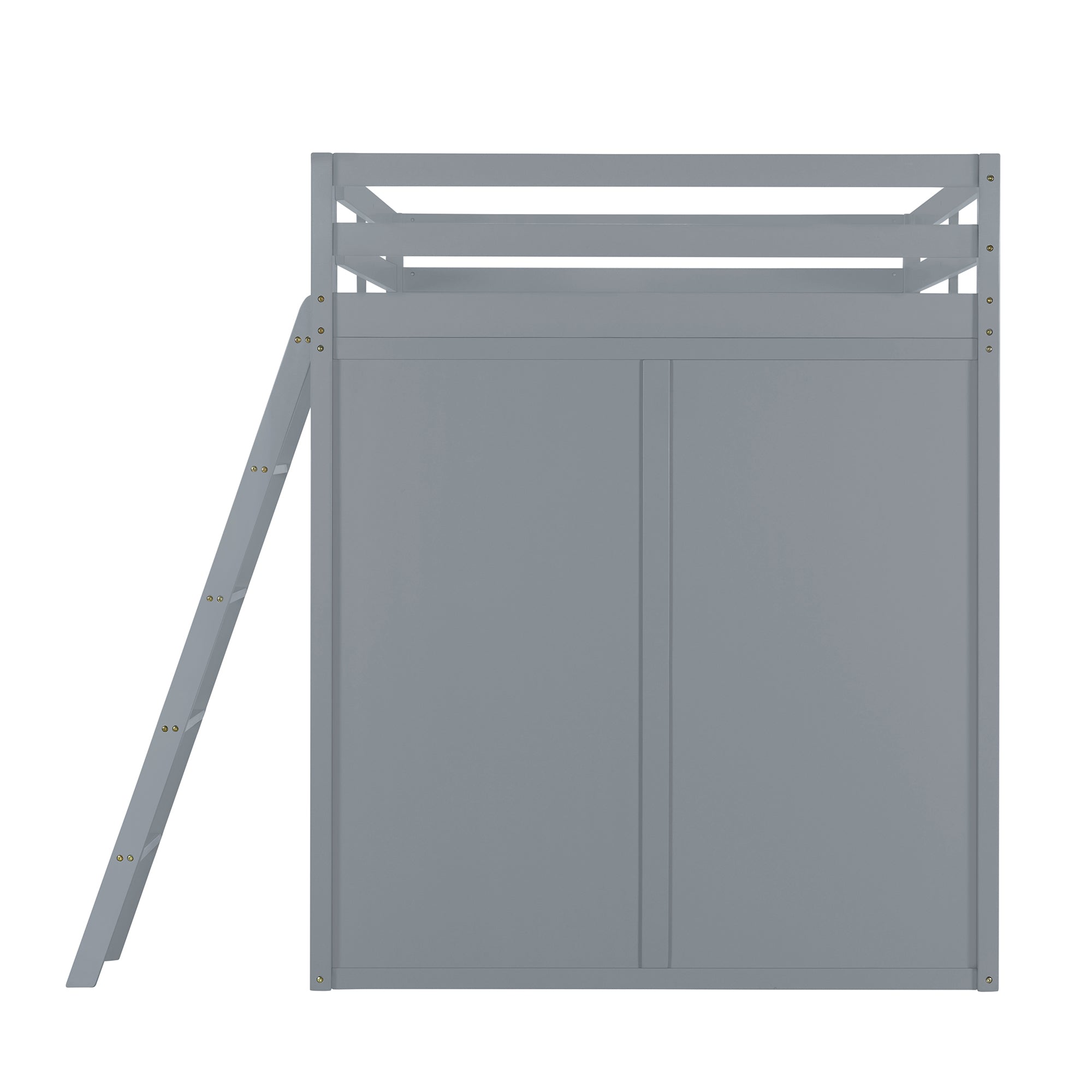 Full Size Loft Bed with Wardrobe and Desk and Shelves, Gray - Atlantic Fine Furniture Melbourne FL