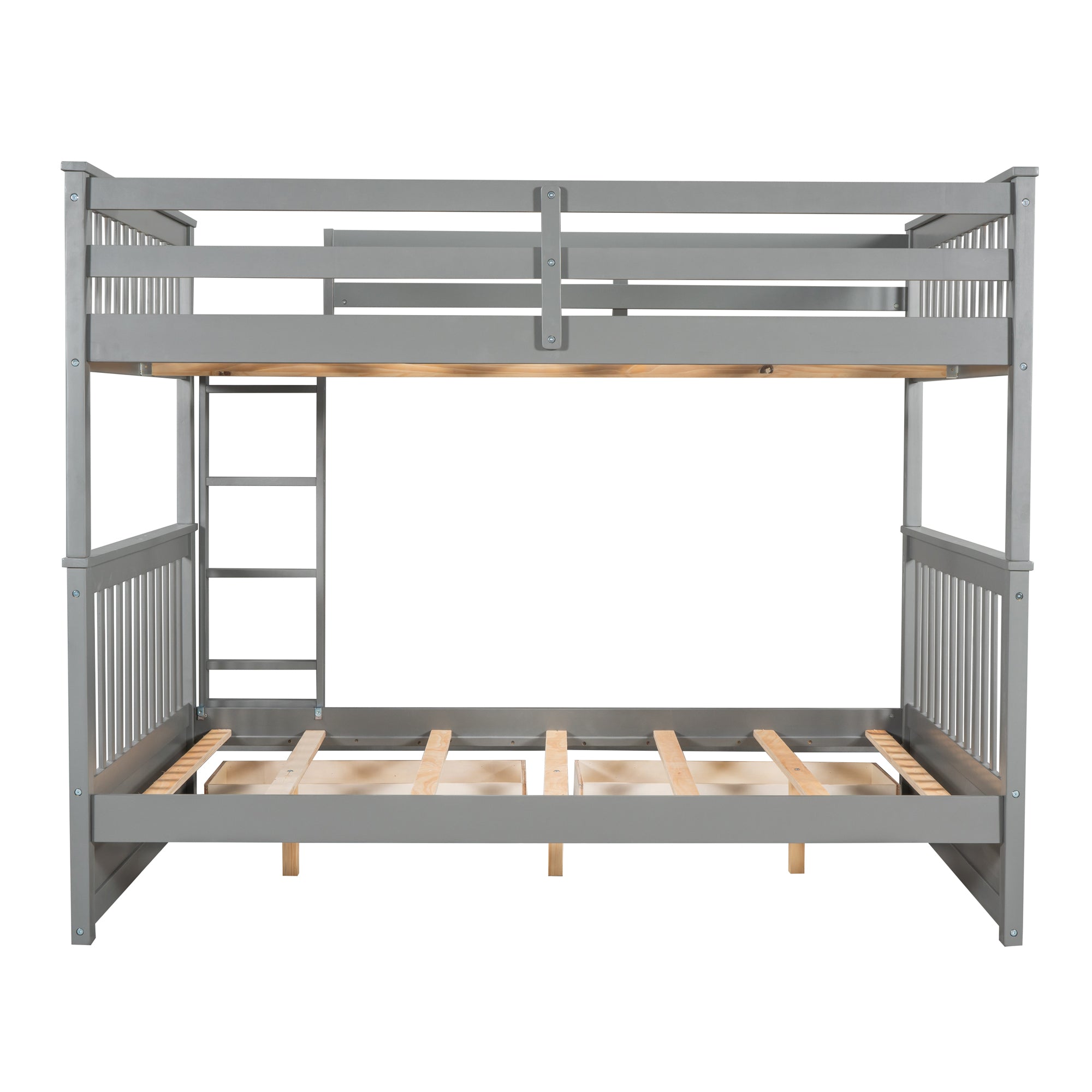 Full-Over-Full Bunk Bed with Ladders and Two Storage Drawers (Gray)(OLD SKU:LT000365AAE) - Atlantic Fine Furniture Melbourne FL