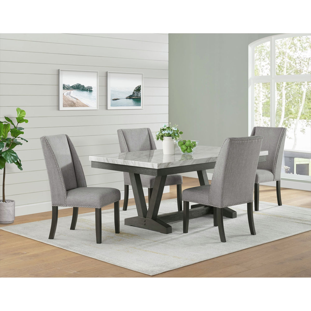 Everdeen Side Chair With Gray Fabric and Nail Heads (Set of 2) in Charcoal by Elements International, view 2
