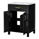 Modern Bathroom Vanity With Ceramic Sink, Soft-Close Doors, Flip Drawer, U-Shaped Shelves, Elegant Storage Solution