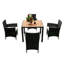 Outdoor Patio Wicker Dining Set With Acacia Wood Top