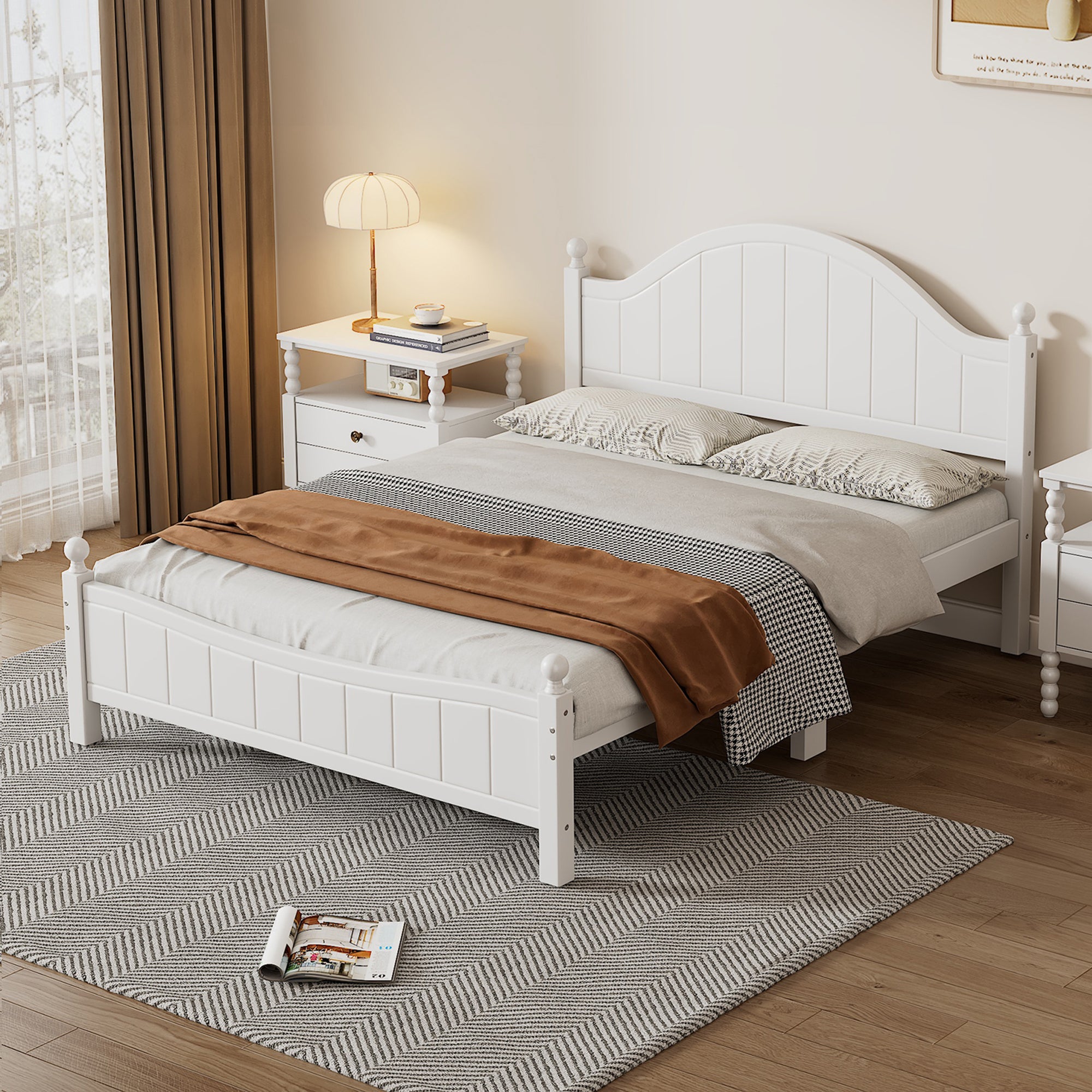 Traditional Concise Style White Solid Wood Platform Bed, No Need Box Spring, Full(Old SKU:WF295732AAA) - Atlantic Fine Furniture Melbourne FL