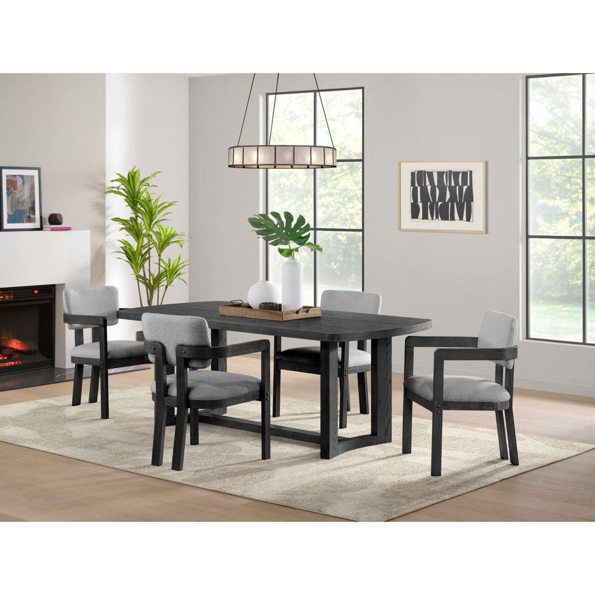 Portland Rectangular Dining Table in Black by Elements International, view 6