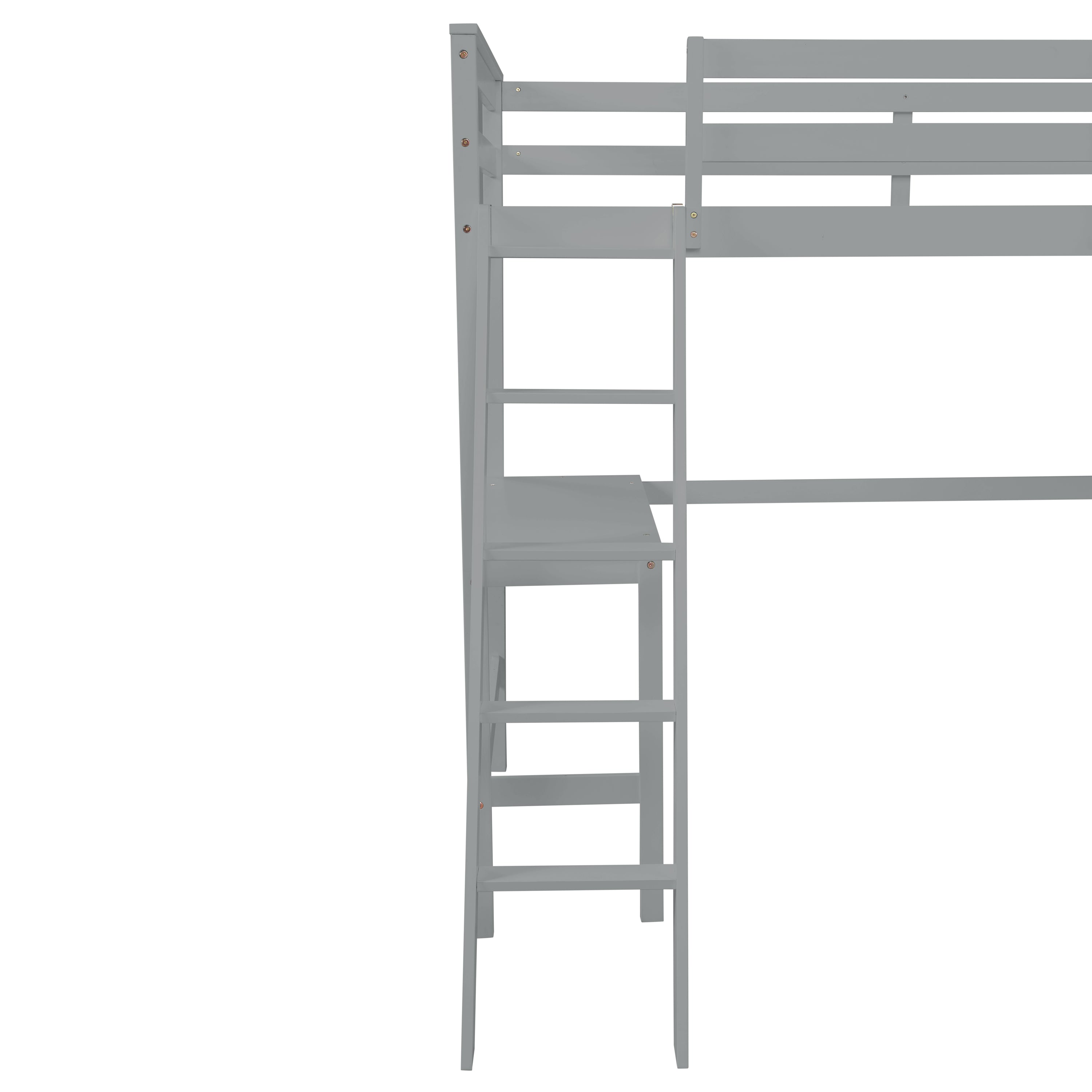 Loft Bed Twin with desk,ladder,shelves , Grey