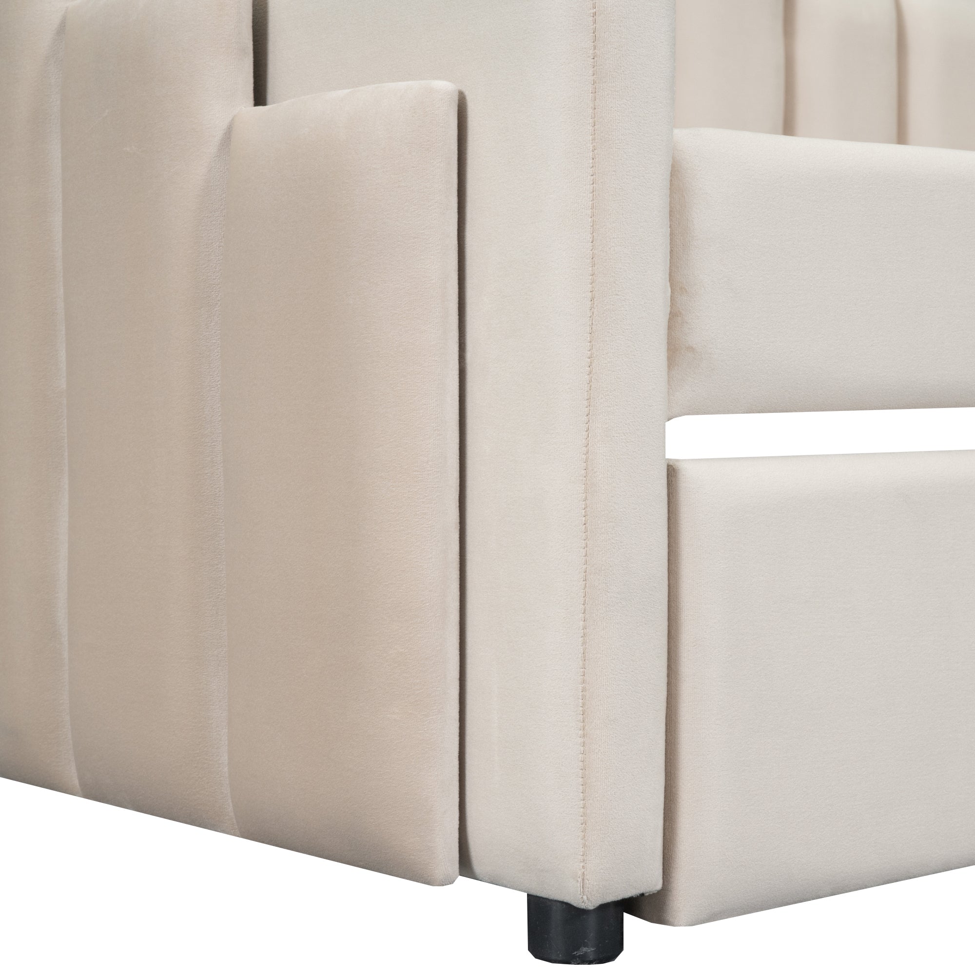 Twin Size Upholstered Daybed with Light and USB Port, Beige - Atlantic Fine Furniture Melbourne FL
