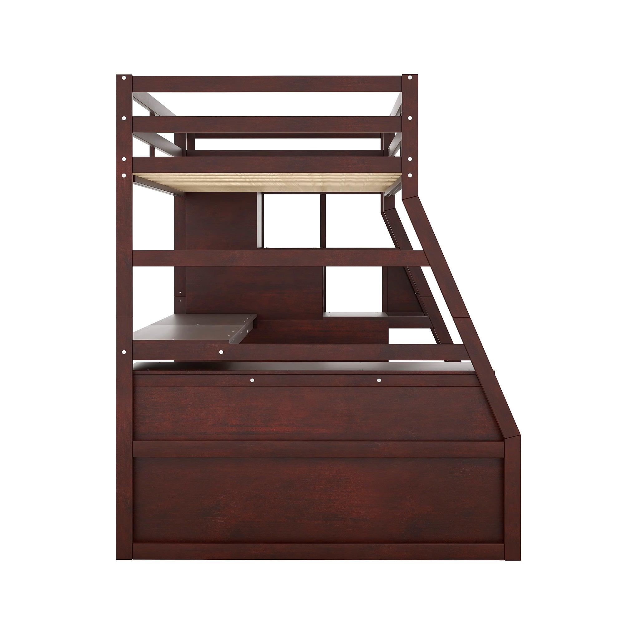 Twin Size Loft Bed with 7 Drawers 2 Shelves and Desk - Espresso - Atlantic Fine Furniture Melbourne FL