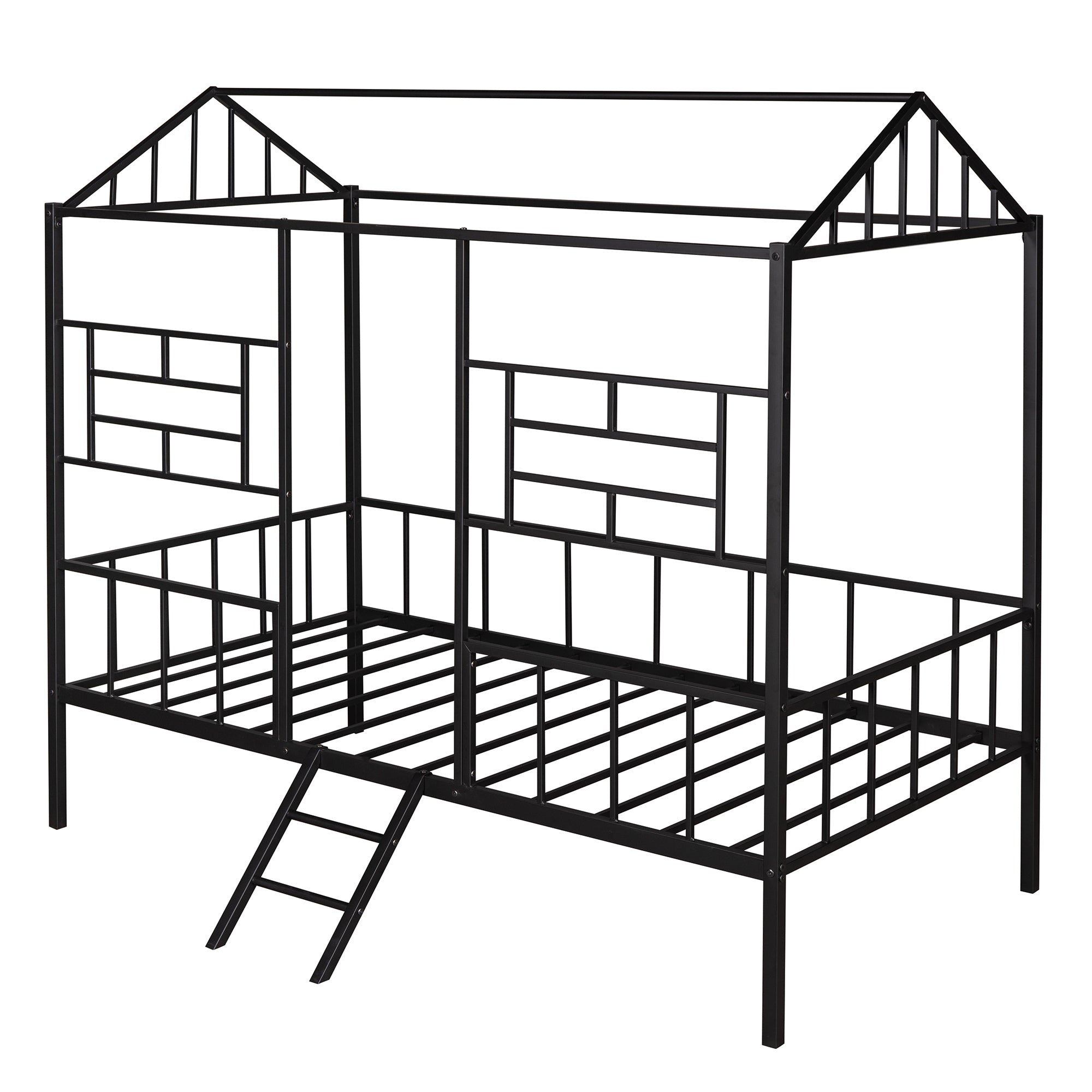 Metal House Bed Frame Twin Size with Slatted Support No Box Spring Needed Black - Atlantic Fine Furniture Melbourne FL