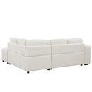Sectional Sofa L-Shaped Sofa Couch Pull-Out Sofa Bed With A Movable Ottoman, Two USB Ports And Two Cup Holders For Living Room