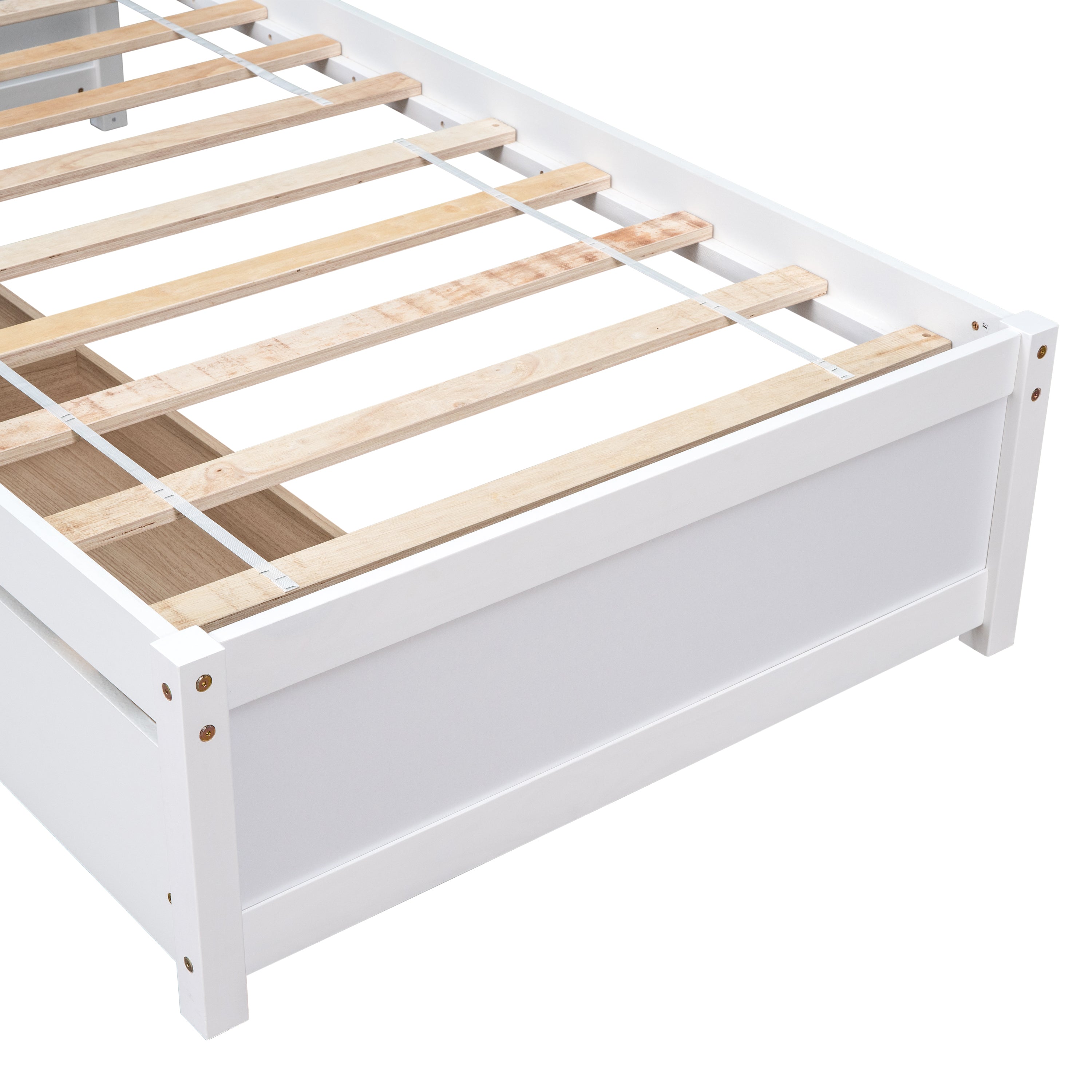 Twin Bed with 2 Drawers, Solid Wood, No Box Spring Needed ,White(New SKU:W504P149042)