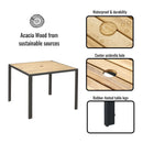 5 Piece Patio Dining Table Set, Acacia Wood Table Top With Umbrella Hole