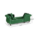 Lunarix - Velvet Fabric Chaise Lounge With Diamond Stitching And Turned Legs - Emerald