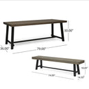 Outdoor 3 Piece Picnic Dining Set - Gray / Rustic Metal