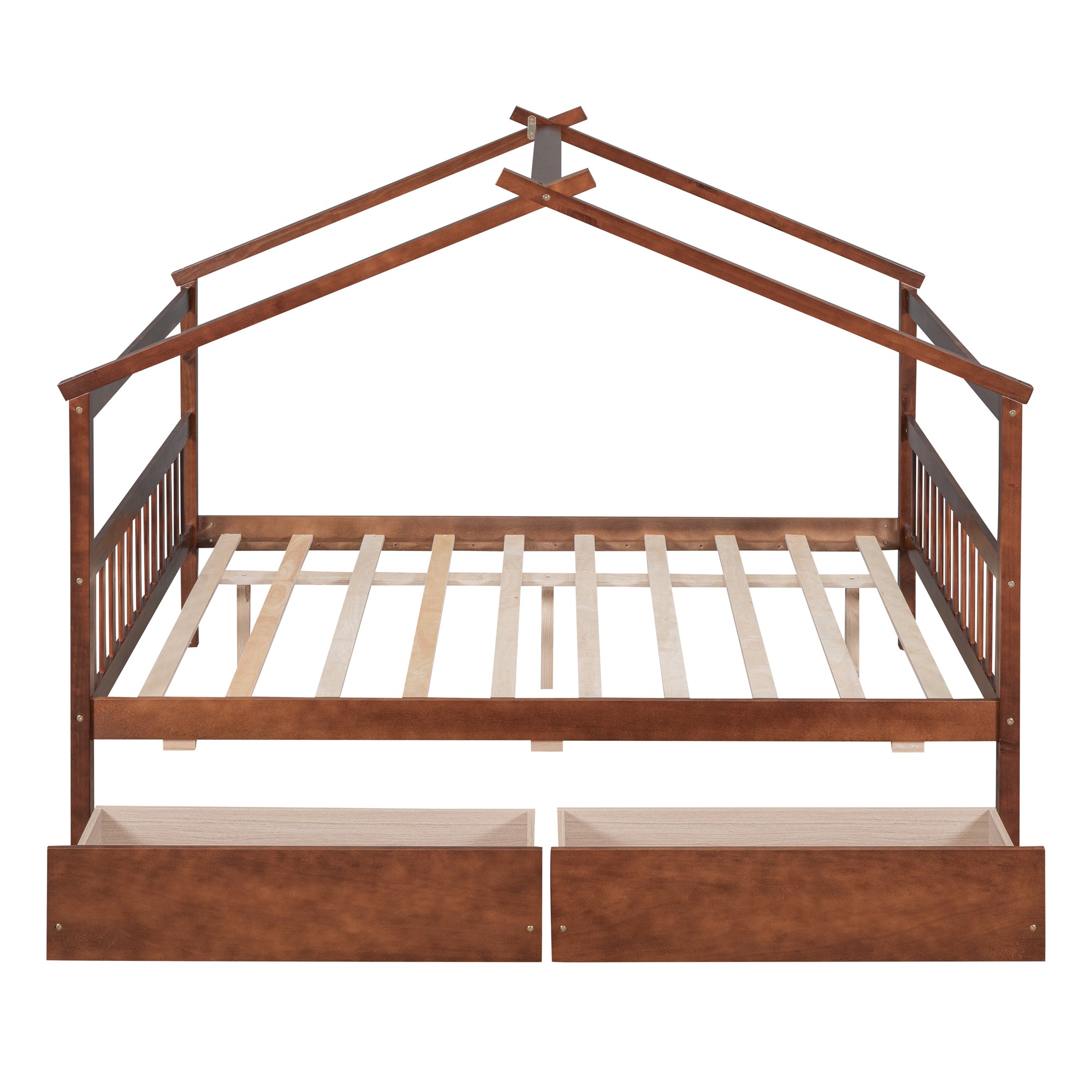 Full Size Wooden House Bed with Drawers, Walnut - Atlantic Fine Furniture Melbourne FL