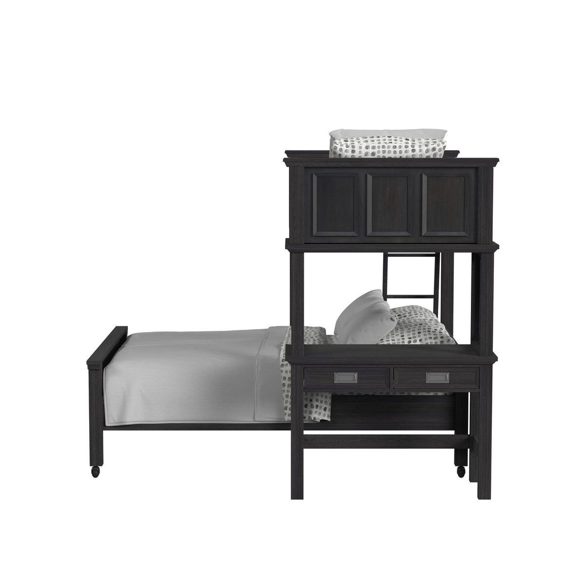 Hampton Kids Loft With Ladder And Desk With Speaker in Black by Elements International, view 3
