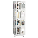 4 Tier All Steel Rotating Bookshelf With 360° Wheels, Large Size Sturdy & Spacious Book Rack, New Style Bookshelf - White