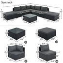 8 Pieces Outdoor Patio Furniture Conversation Wicker Sofa Set